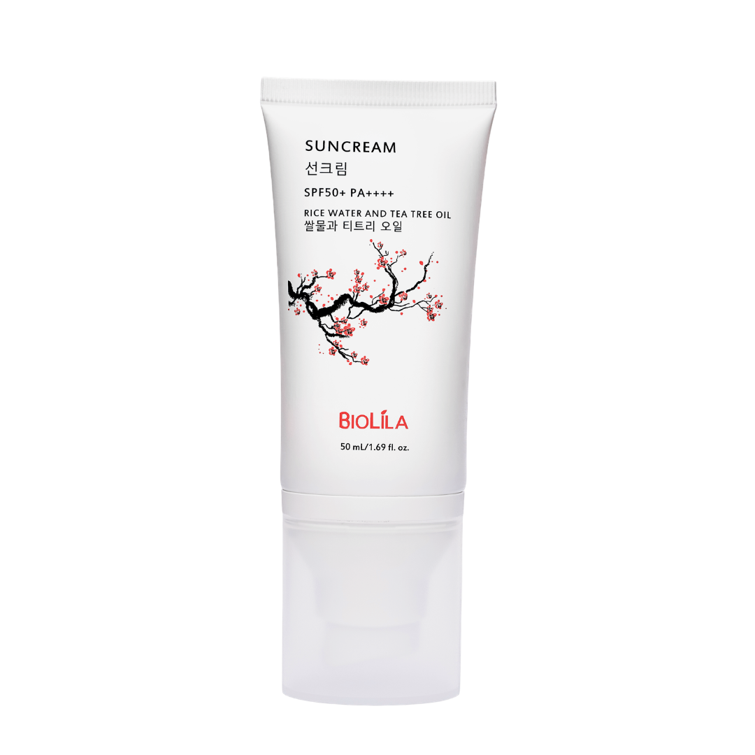 SUNCREAM SPF50+  RICE WATER AND TEA TREE OIL — Biolila